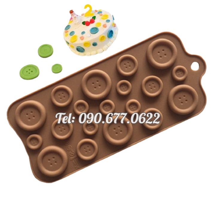 Khuôn silicone làm rau câu, socola, kẹo dẻo hình nút áo – Mã số 1114