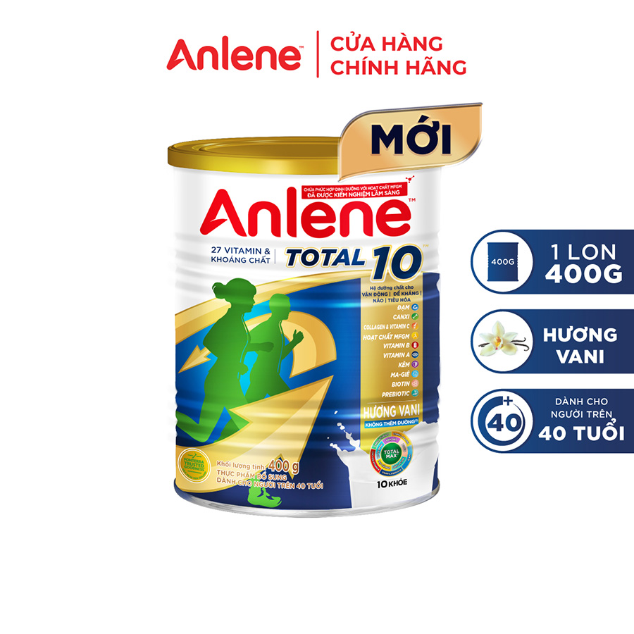 Sữa bột bổ sung dinh dưỡng Anlene Total 10 lon 400g