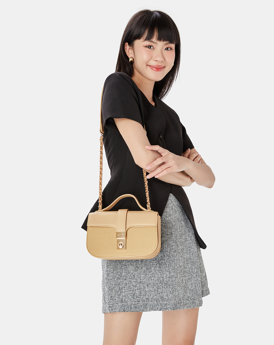 Túi Xách Nữ Thời Trang JUNO Cỡ Nhỏ Có Tay Cầm Khoá Buckle Trang Trí TXN802