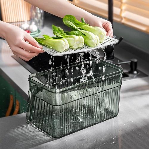 Hộp Bảo Quản Đồ Ăn Tủ Lạnh Tách Nước Có Tay Cầm Có Bộ Đếm Thời Gian Hiện Đại Dung Tích 5L