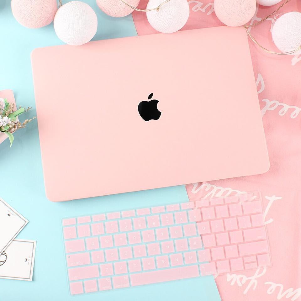 Combo Case , Ốp + Phủ bàn phím cho Macbook đồng màu (Tặng Kèm Nút Chống Bụi + Chống gãy đầu dây sạc )