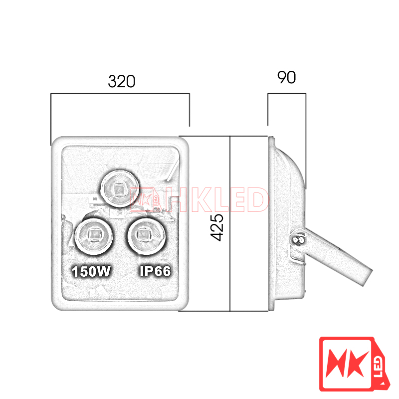 HKLED - Đèn pha tròn vuông LED ngoài trời 150W - IP65 - DPTV150