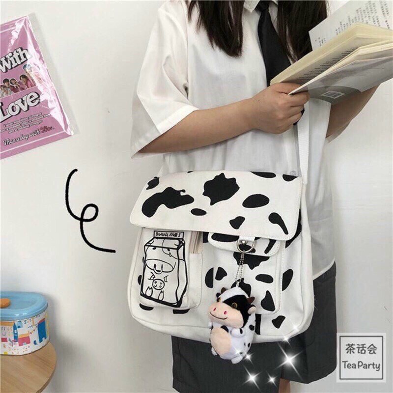 Túi vải canvas in bò sữa kenn fasshion