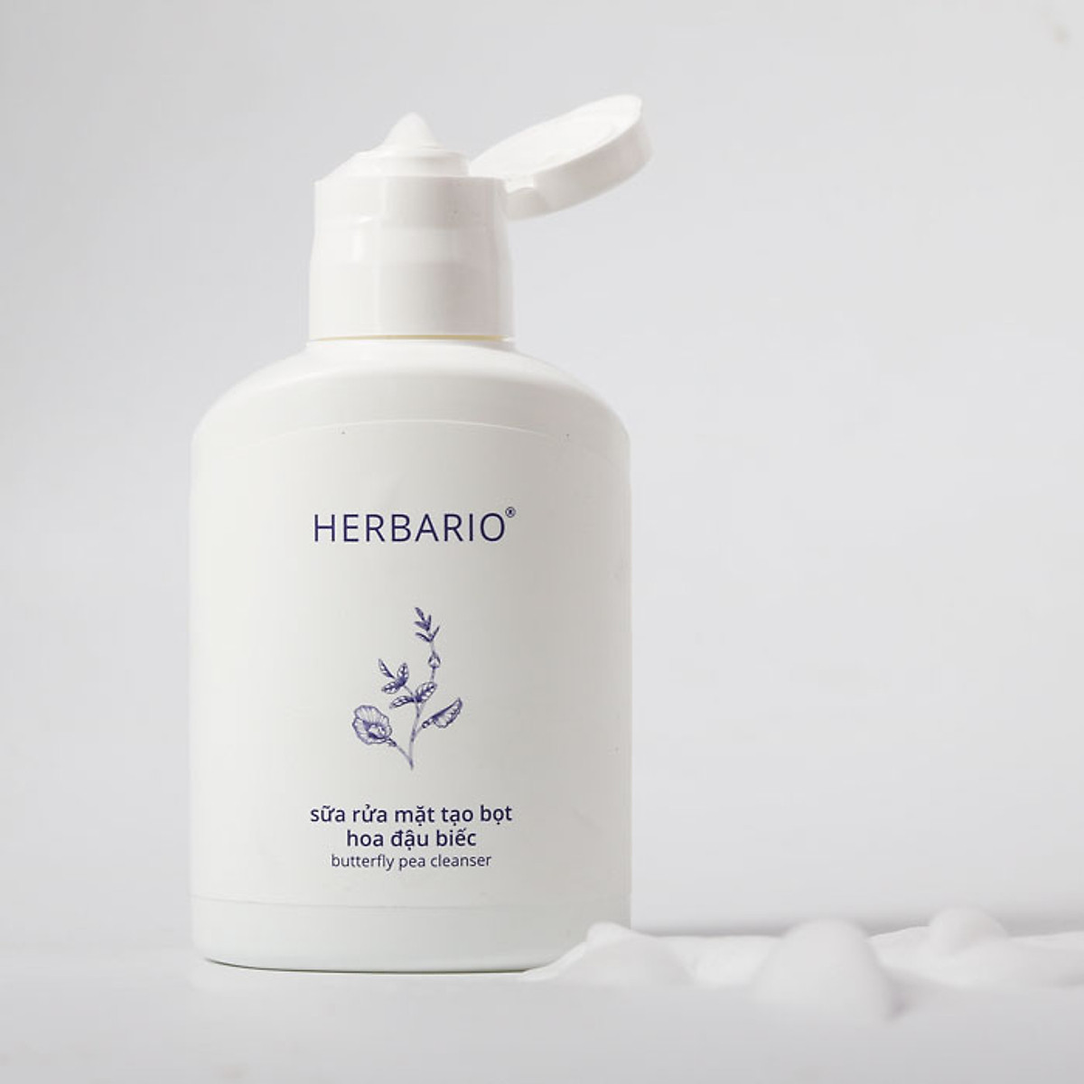 Sữa rửa mặt tạo bọt Hoa Đậu Biếc Herbario 100ml Giúp cấp ẩm, chống lão hóa thuần chay