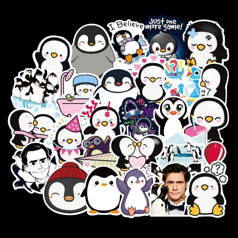 Sticker 50 miếng hình dán Cute Penguin