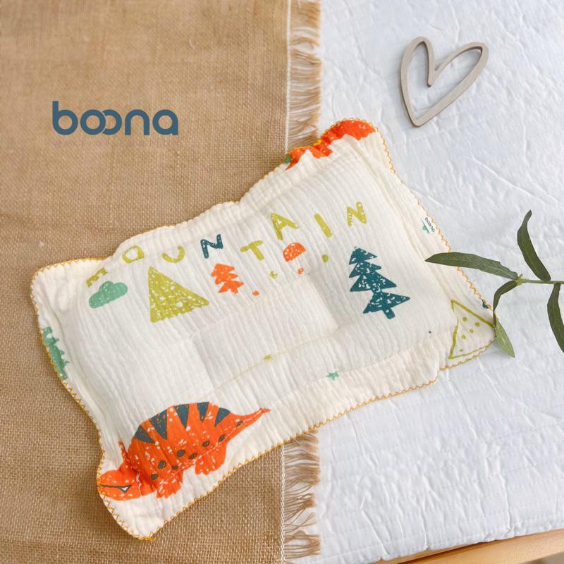 [Sơ sinh] Gối Xô Organic Muslin chống bẹp đầu loại mỏng phù hợp cho bé sơ sinh - Hãng Boona