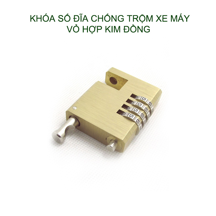 Khóa số đĩa chống trộm xe máy bằng hợp kim đồng, 4 mã số có thể thay đổi