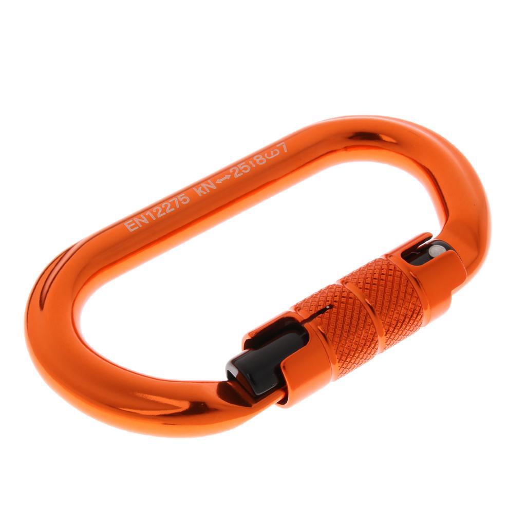 4xOval Climbing Carabiner 25KN Aluminum Auto Locking Carabiner orange