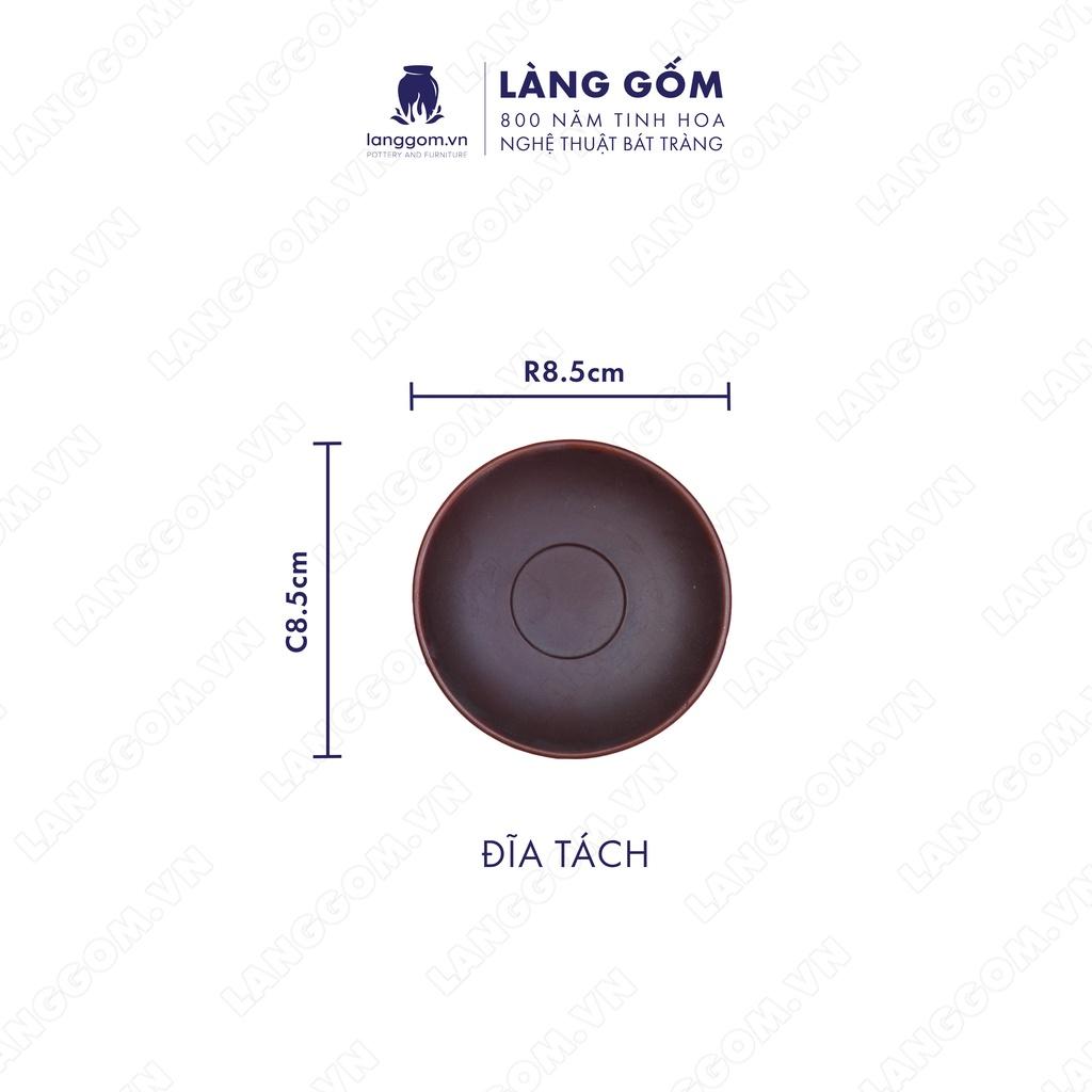 Bộ ấm chén đất nung khắc trúc nhỏ + đĩa tách - Men mộc - Gốm sứ Bát Tràng - langgom.vn
