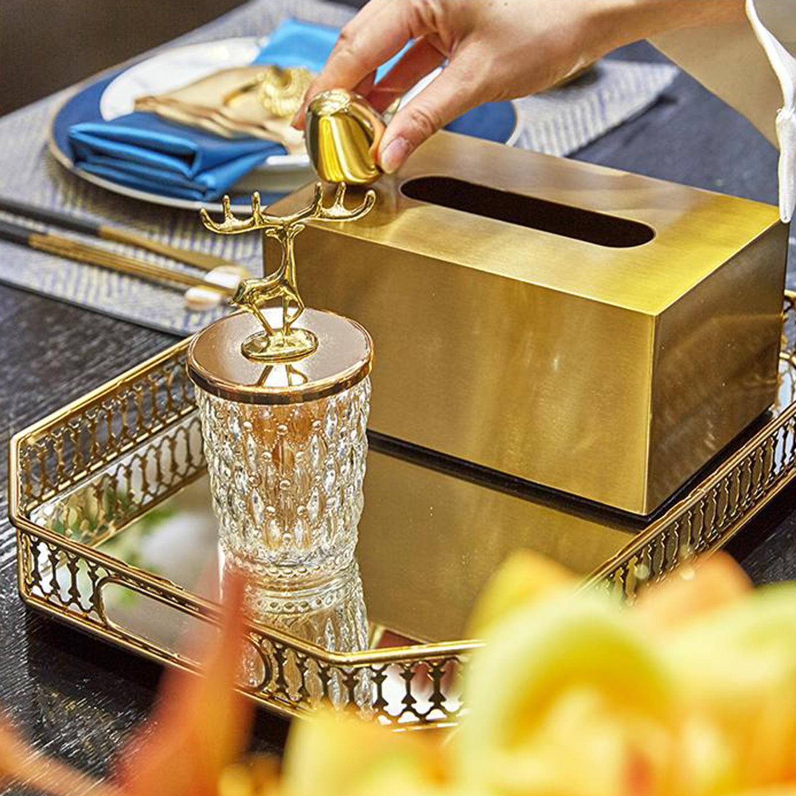 Mirrored Crystal Vanity Tray - Ornate Decorative Tray for Perfume, Jewelry and Makeup