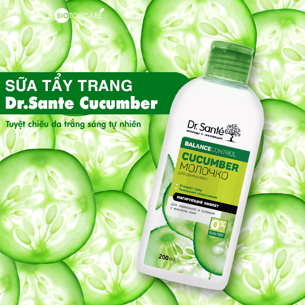 Sữa tẩy trang làm sạch sâu Dr. Santé Cucumber Balance Control 200ml