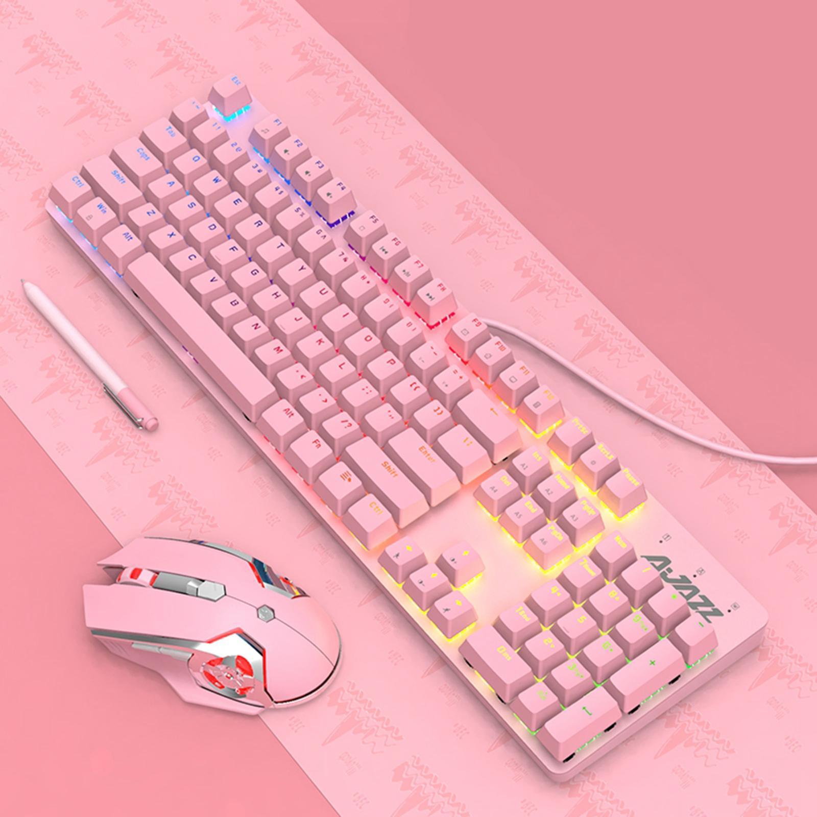 USB Mechanical Keyboard Blue/Red Switch Anti-Ghosting Mouse Set