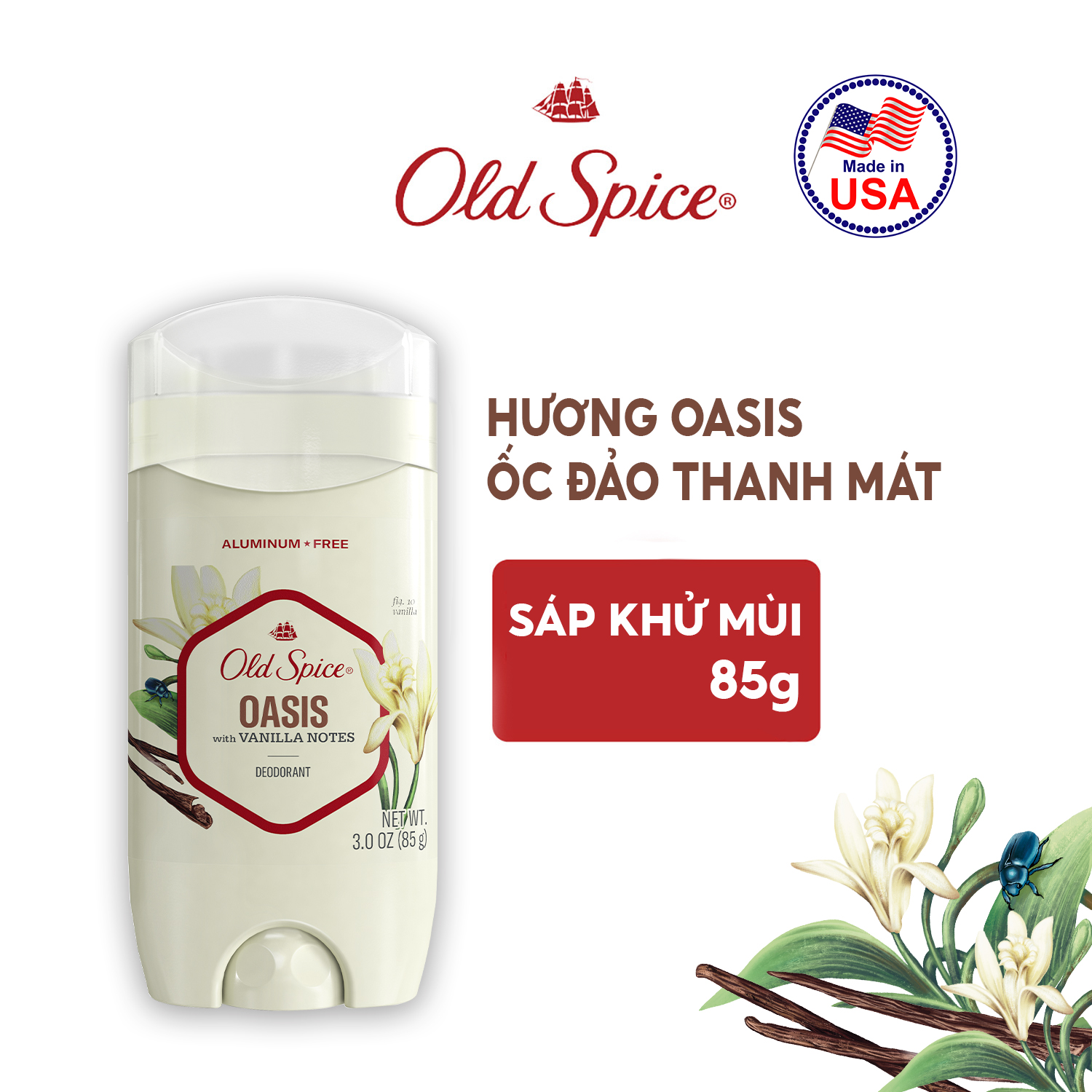 Combo 2 Sáp Khử Mùi và Giảm Tiết Mồ Hôi OLD SPICE 85g x2 Nhập Khẩu Mỹ Oasis with Vanilla/Wilderness with Lavender/Night Panther/ElkLord