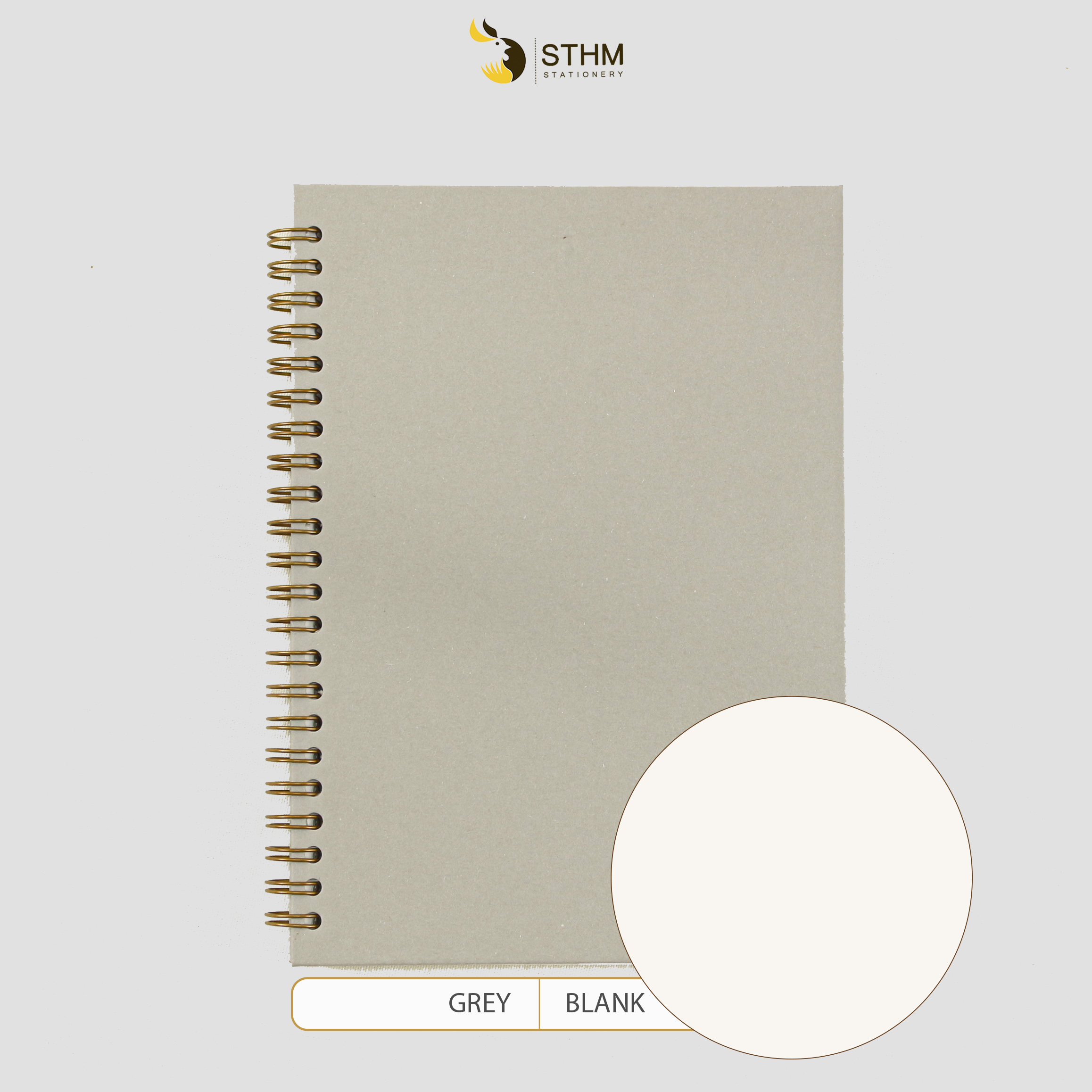 Sổ bìa trơn - GREY - Giấy mỹ thuật - A5 - Ruột kem 100gsm nhiều loại - STHM