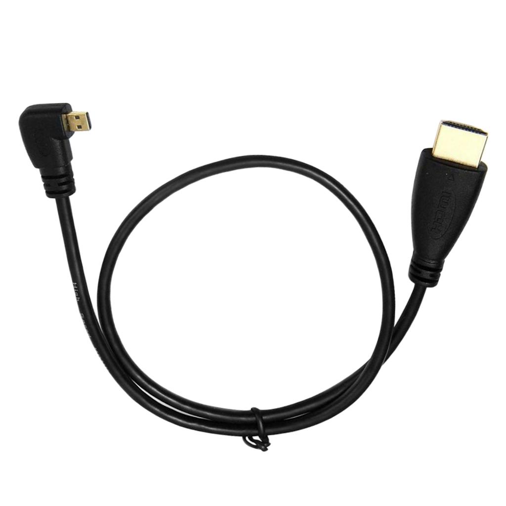 90 Degree Left Angle Micro HDMI Male to HDMI Male Data Cable Extension Cord