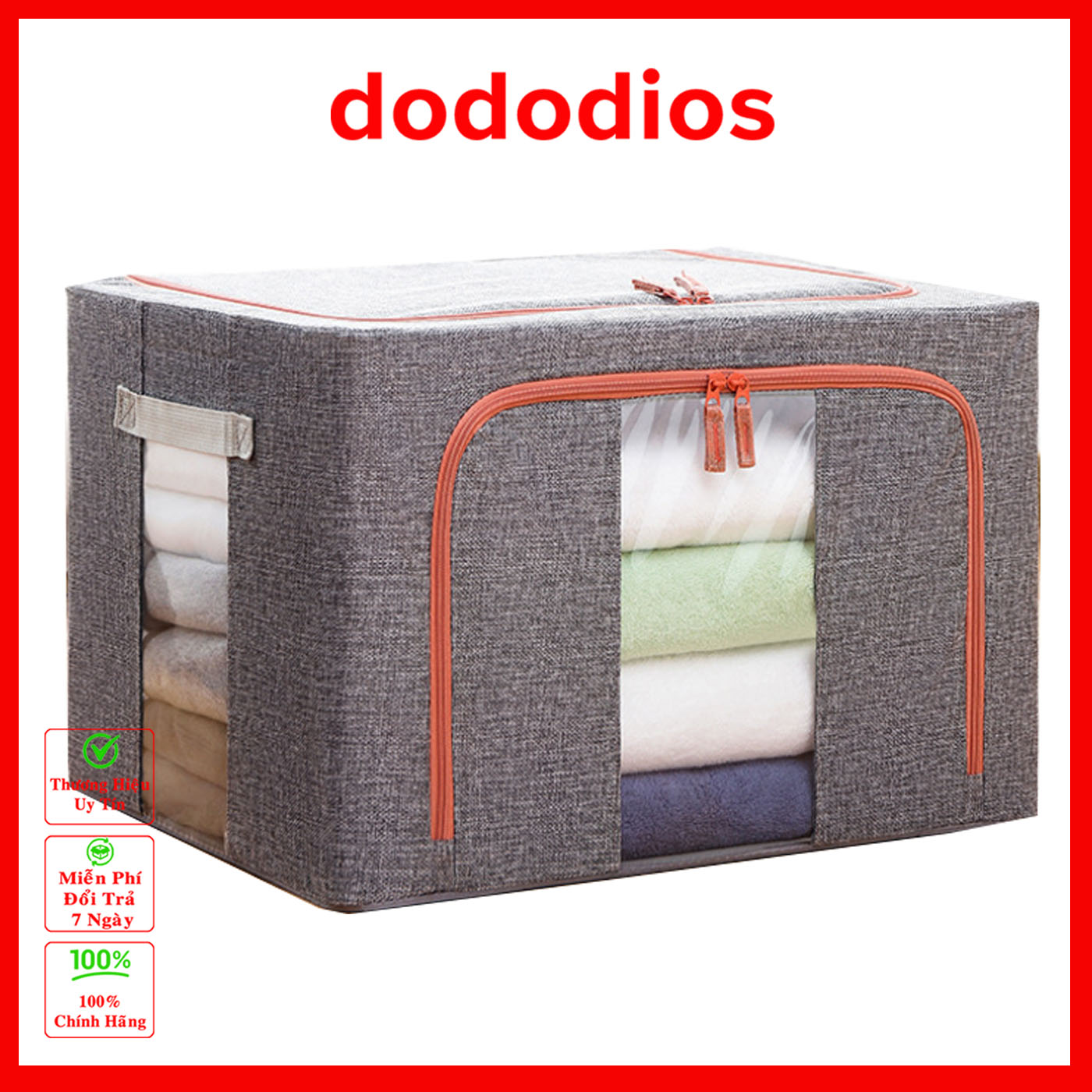 Túi Đựng Chăn Mền Quần Áo Xuất Hàn Quốc 66L, 100L Khung Sắt Cao Cấp - Chính Hãng dododios