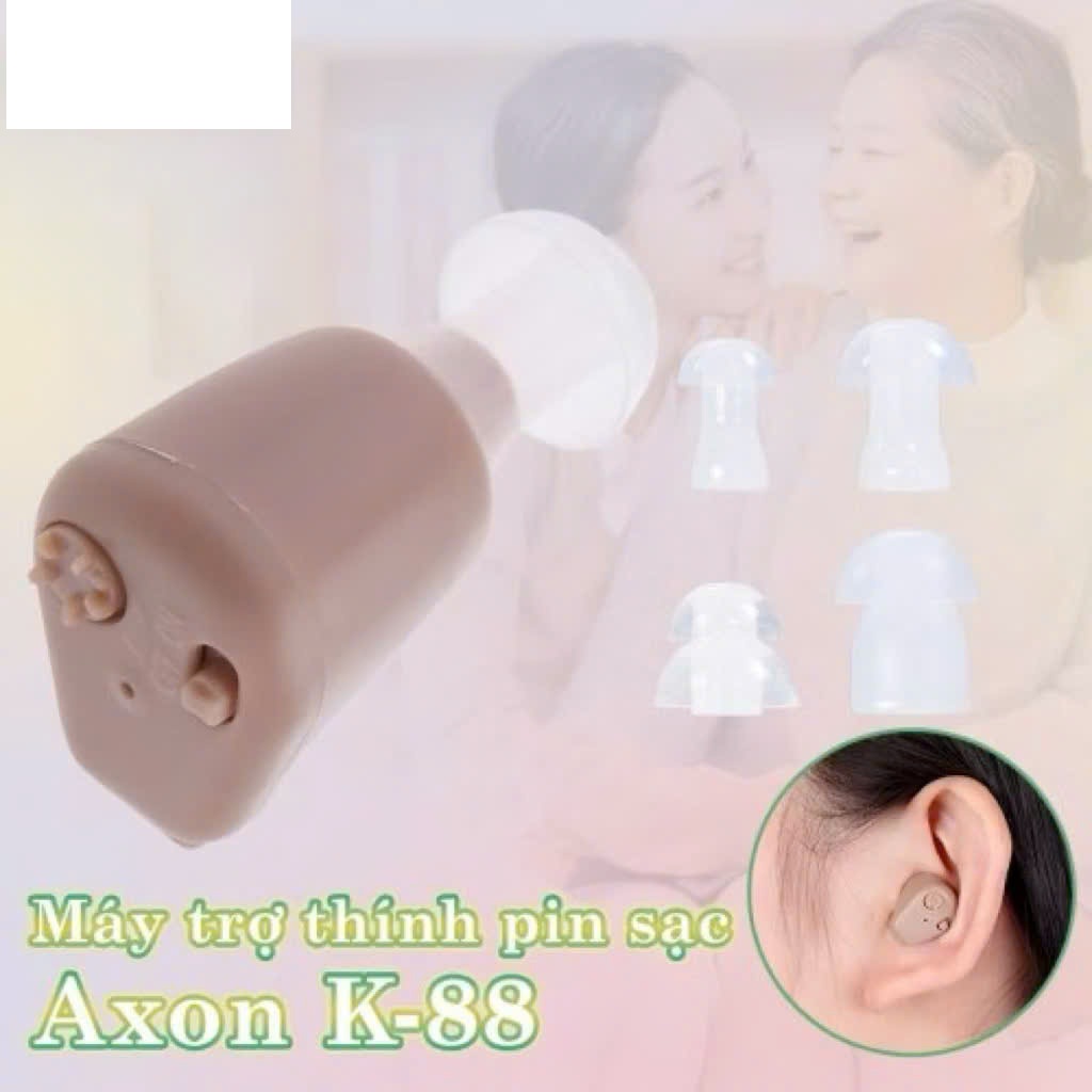 Máy Trợ Thính AXON Mini Nhét Tai Không Dây – Kèm 3 Nút Tai, Khuếch Đại Âm Thanh Cao Cấp, đèn trang trí