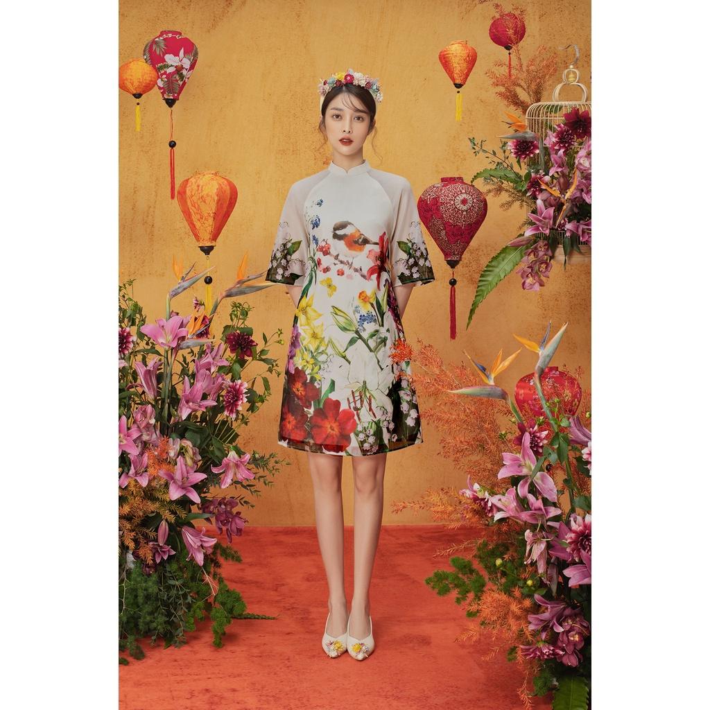 Đầm tết suông a hoa xuân rực rỡ 1AD3006 ADORE DRESS