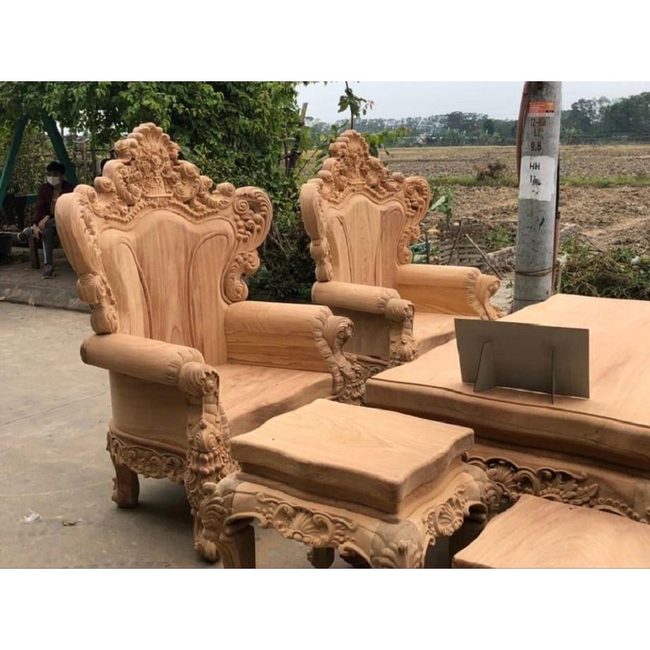 Bộ bàn ghế hoàng gia nguyên khối gỗ gõ đỏ