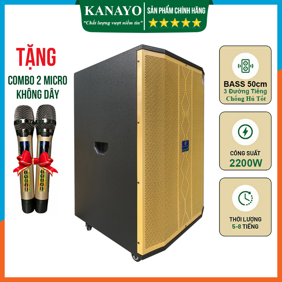 Loa kéo karaoke Kanayo K-2200 bass 50 3 đường tiếng công suất lớn 2200 Watt | Hàng chính hãng chất lượng cao, lắp ráp tại Việt Nam