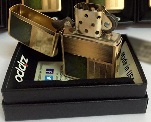Bật Lửa Zippo 28796 - Brass And Green Brushed Brass