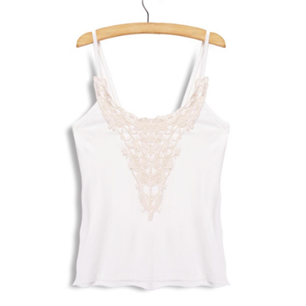 Girls Ladies Women Cotton Tank Tops Sleeveless Lace Vest Blouse Crop Top