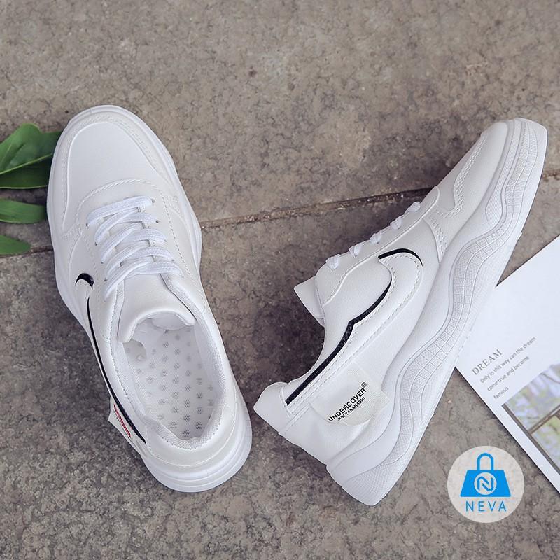 (HÀNG MỚI) Giày Sneaker Nữ Màu Trắng Viền Đen Giá Tốt NEVA2541