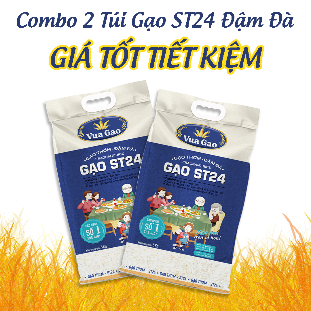 COMBO 2 TÚI GẠO ST24 ĐẬM ĐÀ 5KG - VUA GẠO (TỔNG 10KG)