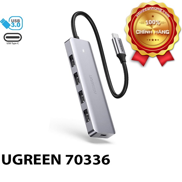 HUB USB TYPE-C SANG 4 CỔNG USB 3.0 UGREEN 70336, CÓ CỔNG TRỢ NGUỒN MICRO USB - Hàng chính hãng