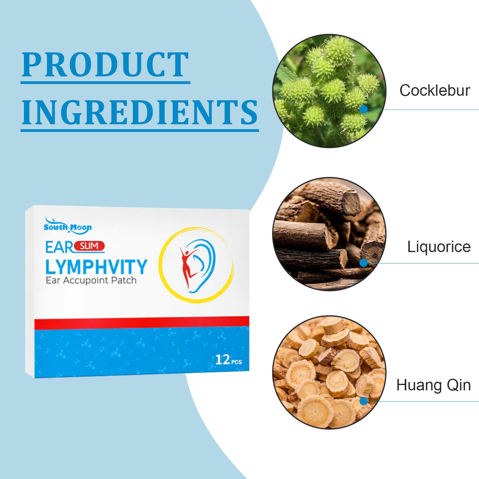 South Moon 12PCS Ear Acupuncture Point Patch Lymphatic Swelling Relief Acupuncture Patch