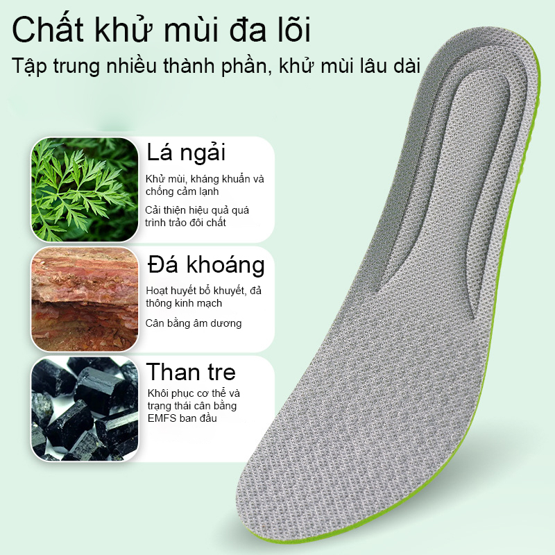 Lót giày thể thao êm chân lá ngải siêu nhẹ thoáng khí, khử mùi, hút ẩm LGTT25