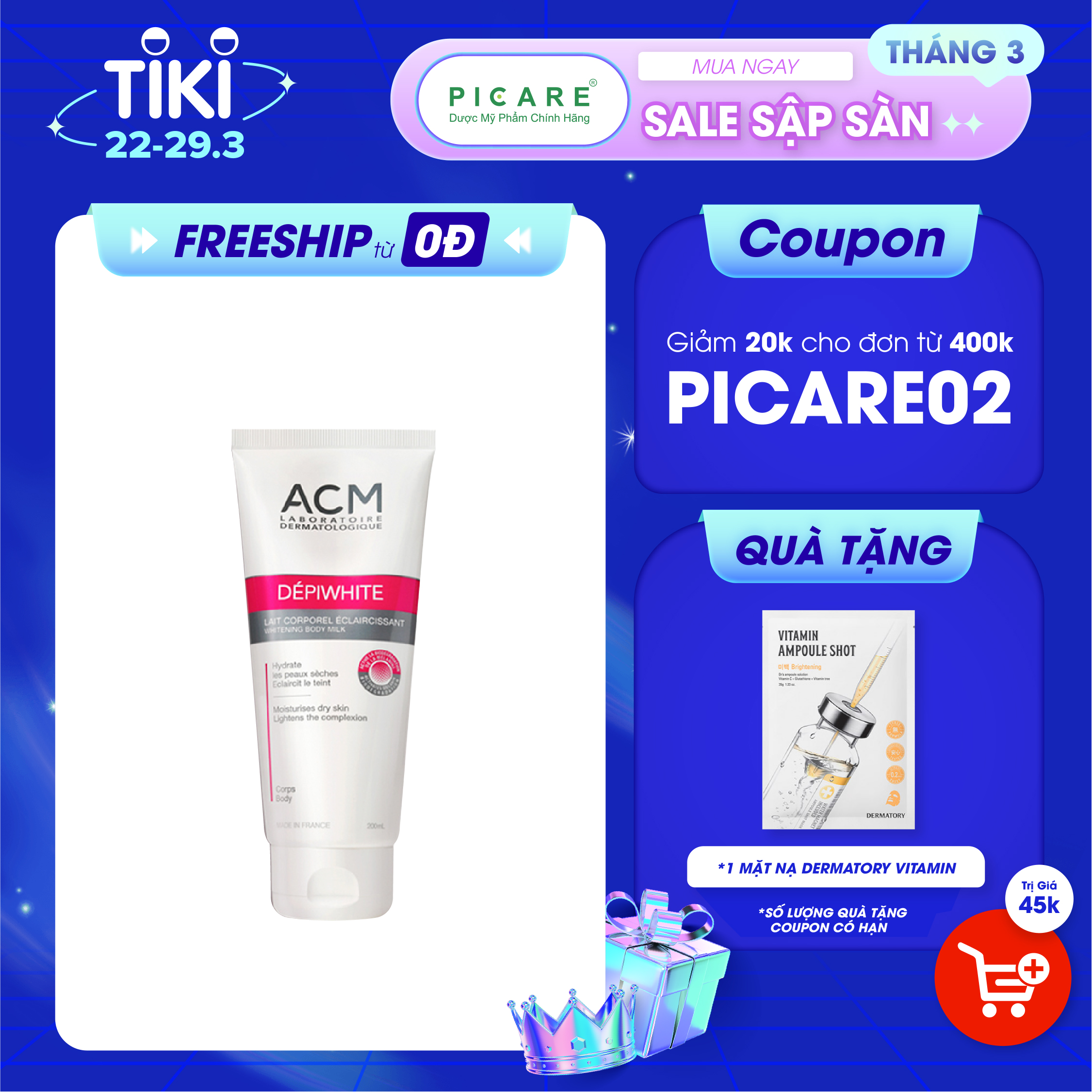 Sữa dưỡng thể làm trắng sáng da ACM Depiwhite Whitening Body Milk 200ml