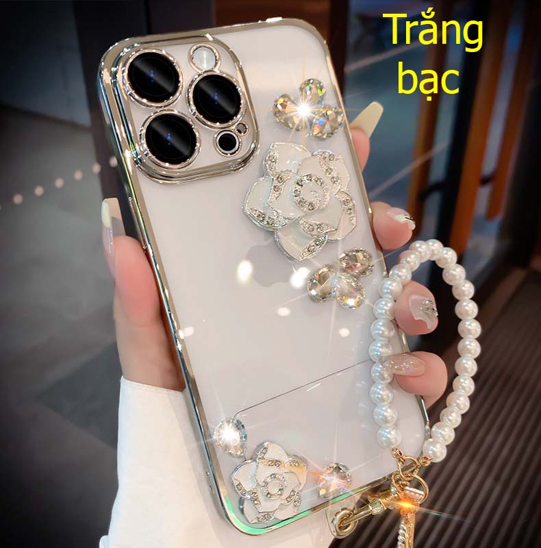 Ốp lưng đính đá trong suốt cho iphone 14 pro max , 13 pro max rất đẹp sang trọng - hàng chính hãng