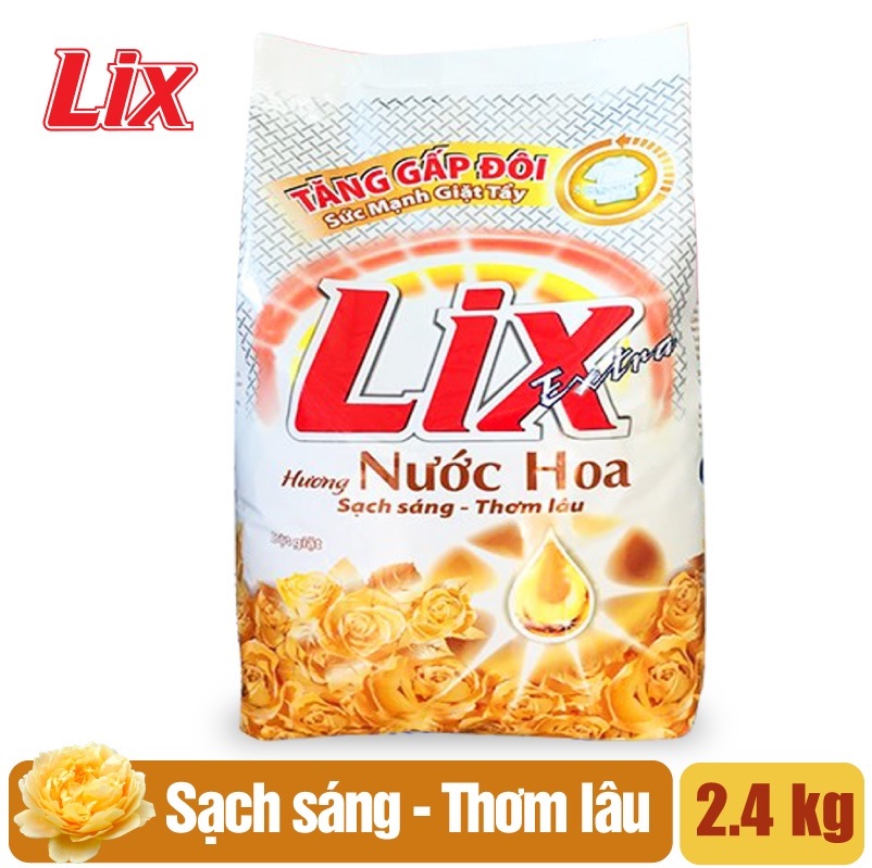 Bột giặt LIX Extra hương nước hoa 2.4KG EH030- Tẩy Sạch Cực Mạnh Vết Bẩn