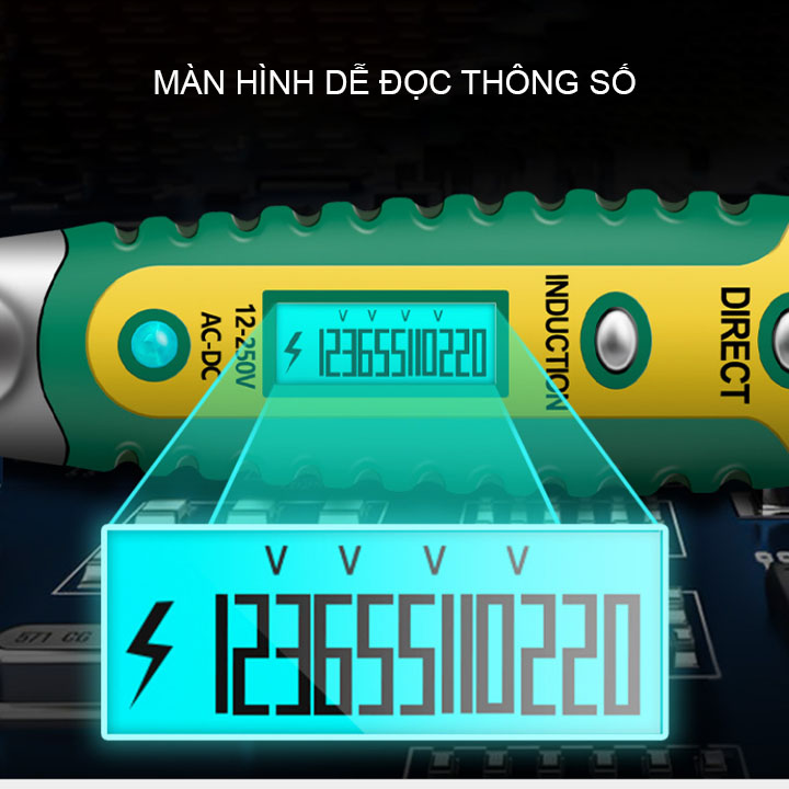 Bút thử điện thông minh đa năng có đèn LED, có kiểm tra dây đứt