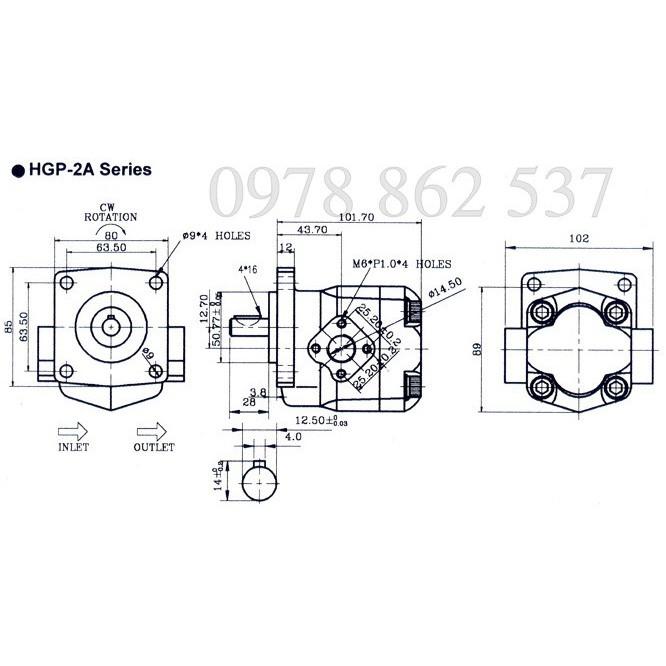 Bơm thuỷ lực nhông HGP-2A-F4R