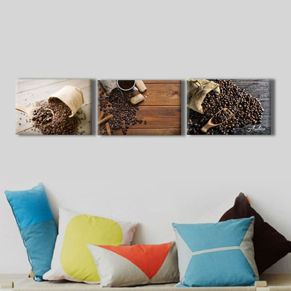 Bộ 3 Tranh Canvas Viền Composite Treo Tường Quán Cà Phê "Hương Cà Phê" W108