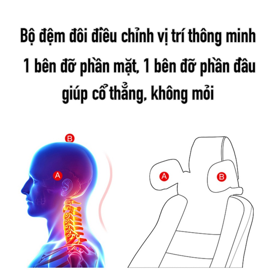 Giá đỡ gối đệm kê ngủ tựa đầu 2 bên gắn xe hơi, ô tô, giá có thể điều chỉnh độ cao thấp phù hợp cho người lớn và trẻ em