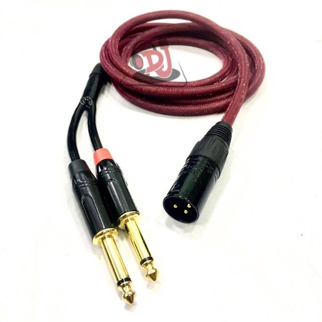 Dây Jack chia XLR đực ra 2 đầu Jack 6 ly thẳng dài 2m