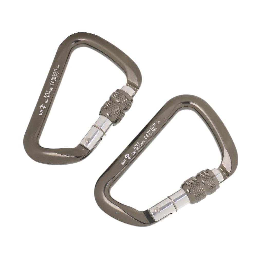 Aluminum D-Ring Carabiner Rock Climbing Screw Locking Karabiners 30KN Red