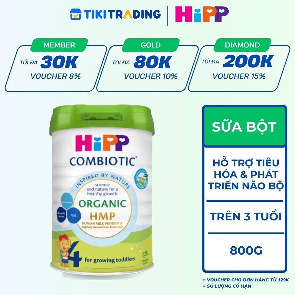 Sữa bột công thức HiPP Organic Combiotic 800g Số 04 cho bé trên 3 tuổi