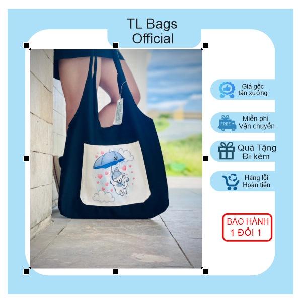 Túi Tote Vải, Canvas TL Kèm Túi Ngoài Dễ Thương, Túi Form Bầu Rộng Rãi Rất Tiện Ích