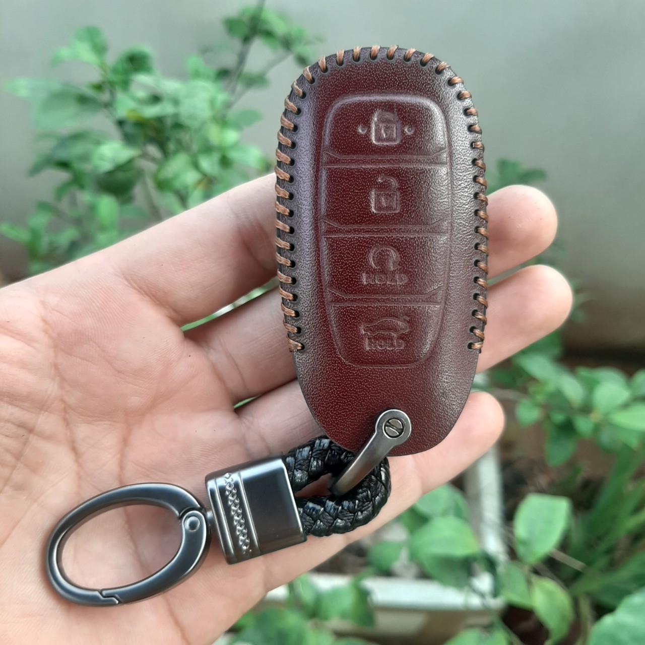 Bao da chìa khóa HYUNDAI ACCENT 2021-2024, elantra 2023-2024 (bản 4 nút). Da bò thật, bảo hành 24 tháng