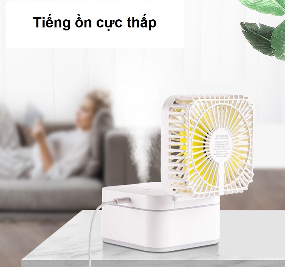 Quạt Điện Mini Phun Sương Kiêm Đèn Ngủ LED 7 Màu Magic Cube, 3 Chế Độ Gió, 2 Chế Độ Phun Sương Siêu Mát - Hai phiên bản Cắm Điện và Có Pin Tích Điện - Hàng Nhập Khẩu