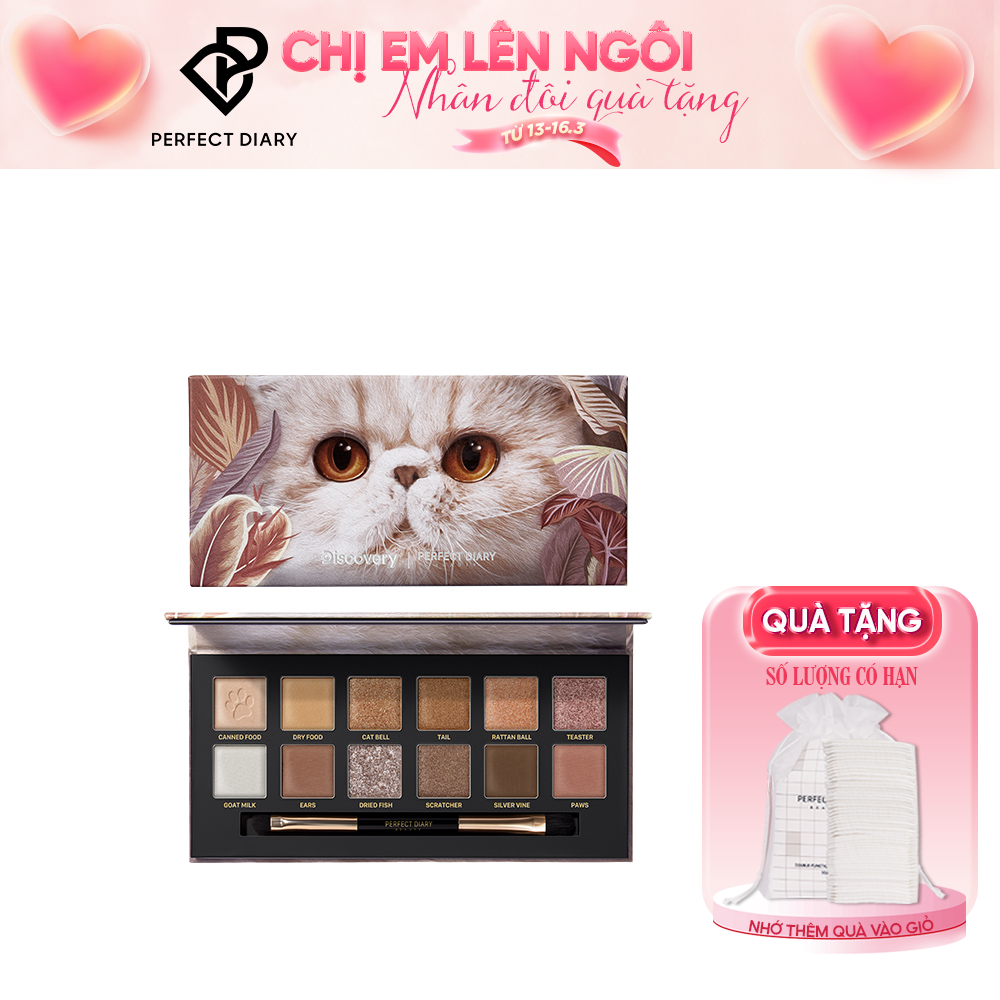 Bảng Phấn Mắt Perfect Diary Bảng Màu Mèo Cat 14g Kèm Cọ (Màu mới về)