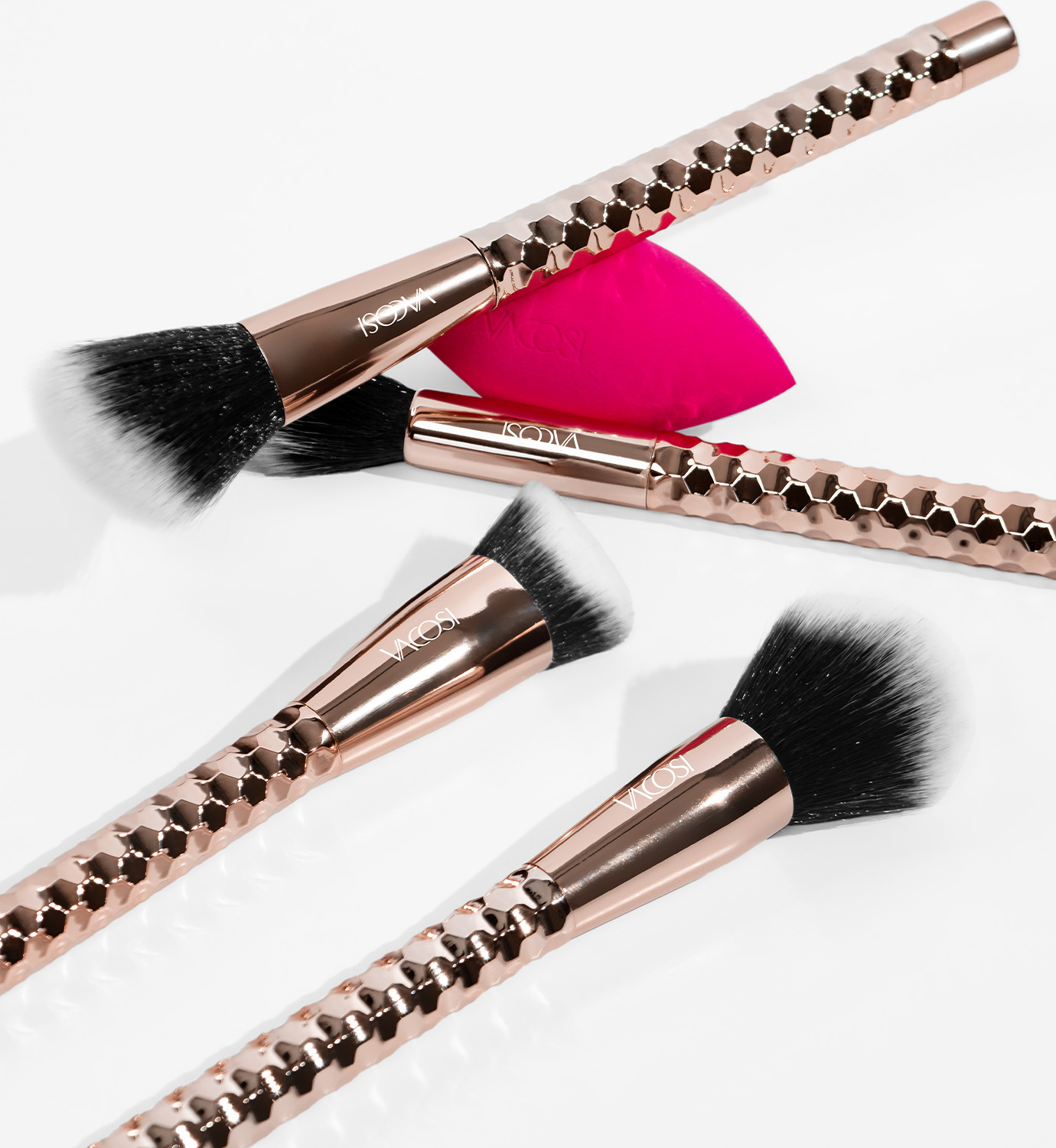 SC05 - BỘ KIT 4 CỌ VÀ 1 BÔNG PHẤN VACOSI, PHIÊN BẢN GOLDEN DRAGON - FURY THE FLAWLESS FACE BRUSH KIT, 5PCS