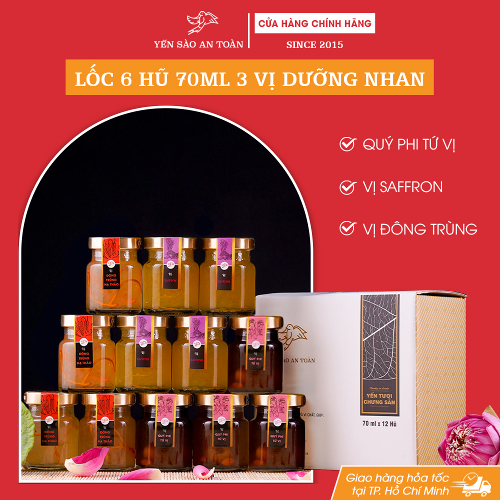 Yến chưng sẵn combo 12 hũ mix 3 vị dưỡng nhan giúp phụ nữ đẹp da ĐẬM ĐẶC YẾN TƯƠI từ Yến Sào An Toàn