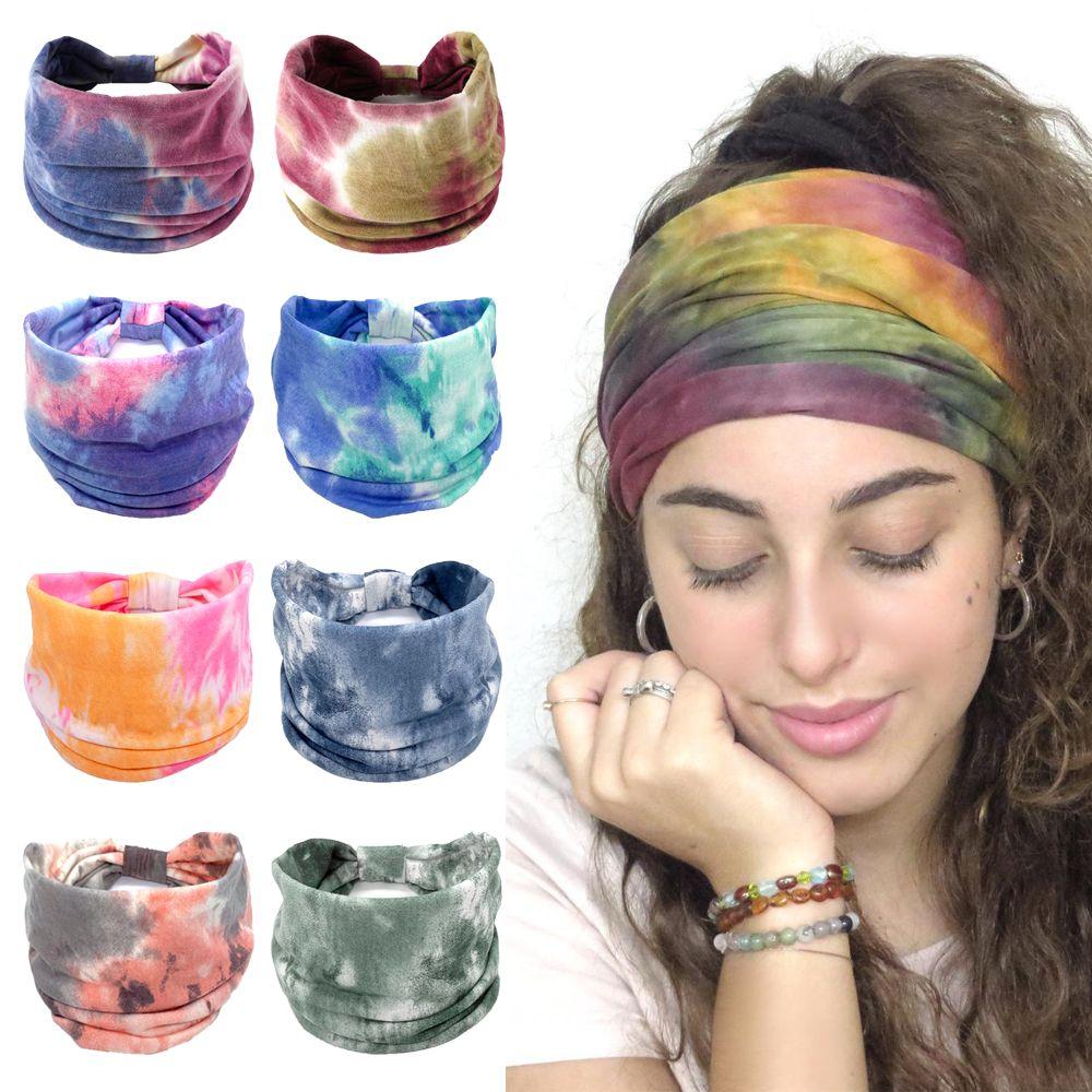 2022 Thời trang cà vạt Dye Băng đầu thắt nút Đứng đầu nữ cổ điển Turban Headwrap Girl Color: 8