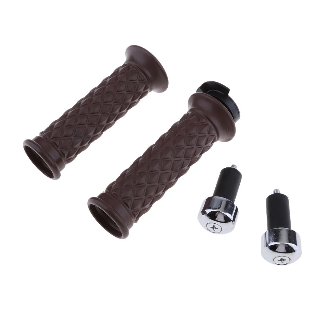 Pair of 7/8'' 22mm Black Motorcycle Handlebar Throttle Grips with Bar End