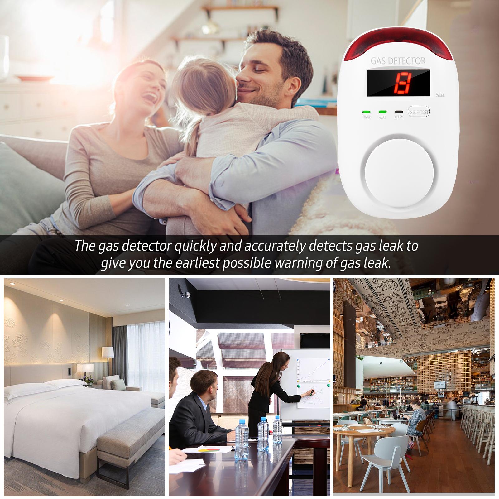 Smoke Alarm Plug-in Type Gas Alarm LED Digital Display Combustible Gas Leak Detector Methane Monitor with Voice Warning for Home Kitchen